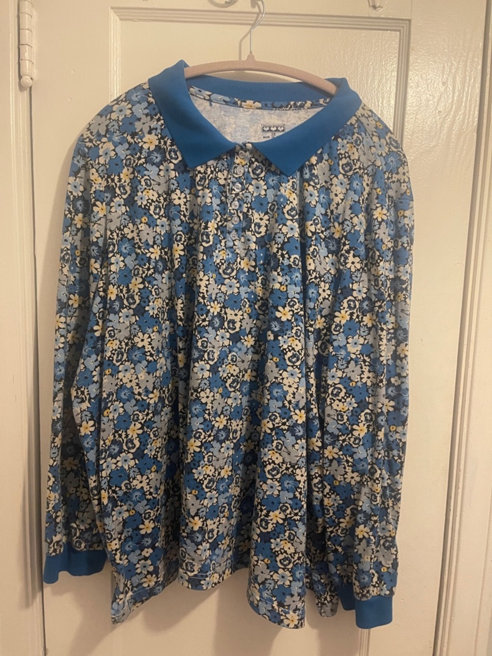 Women’s Floral Polo Blouse in Blue (item 45)